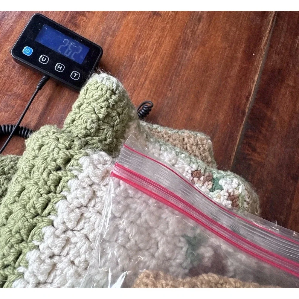 Crochet Afghan Blanket Throw Lap‎ Homemade Colorful Stripe 33x58.5 & Dish Towels